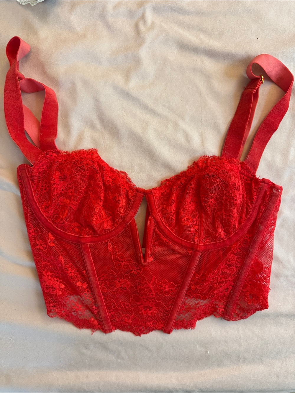 Anthropologie Red Lace Longline Bustier/bra top